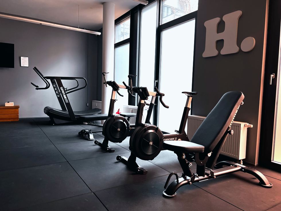 Hidden Gym mit Laufband, Bikes und Hantelbank