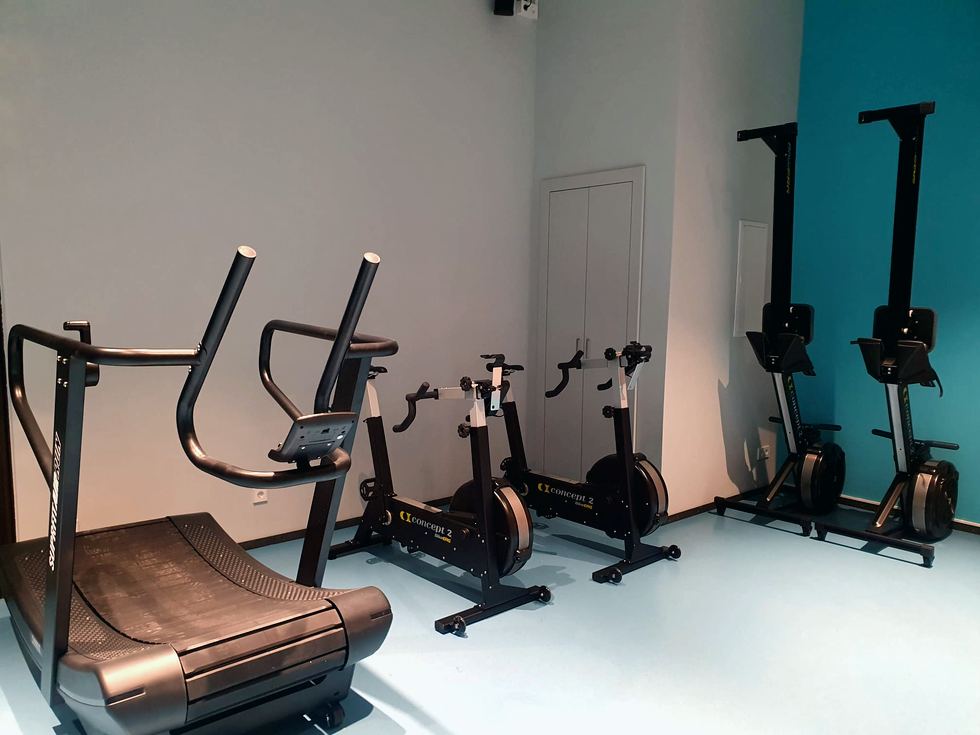Cardio-Bereich mit Laufband, Bikes und Ski-Ergometern